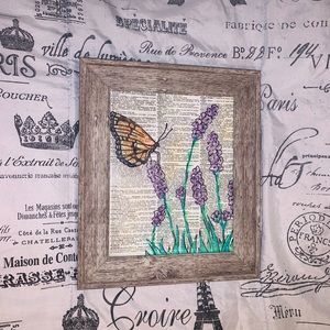 Watercolor monarch with flowers